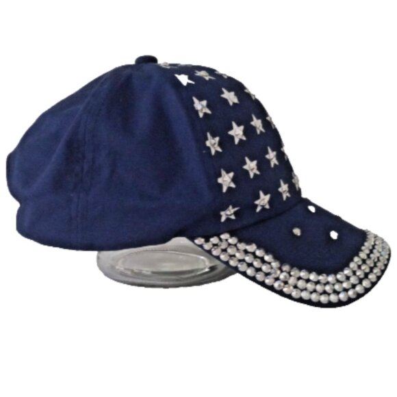 Women’s USA Patriotic Baseball Cap Hat Stars & Stripes Rhinestones Adjustable - Picture 6 of 8